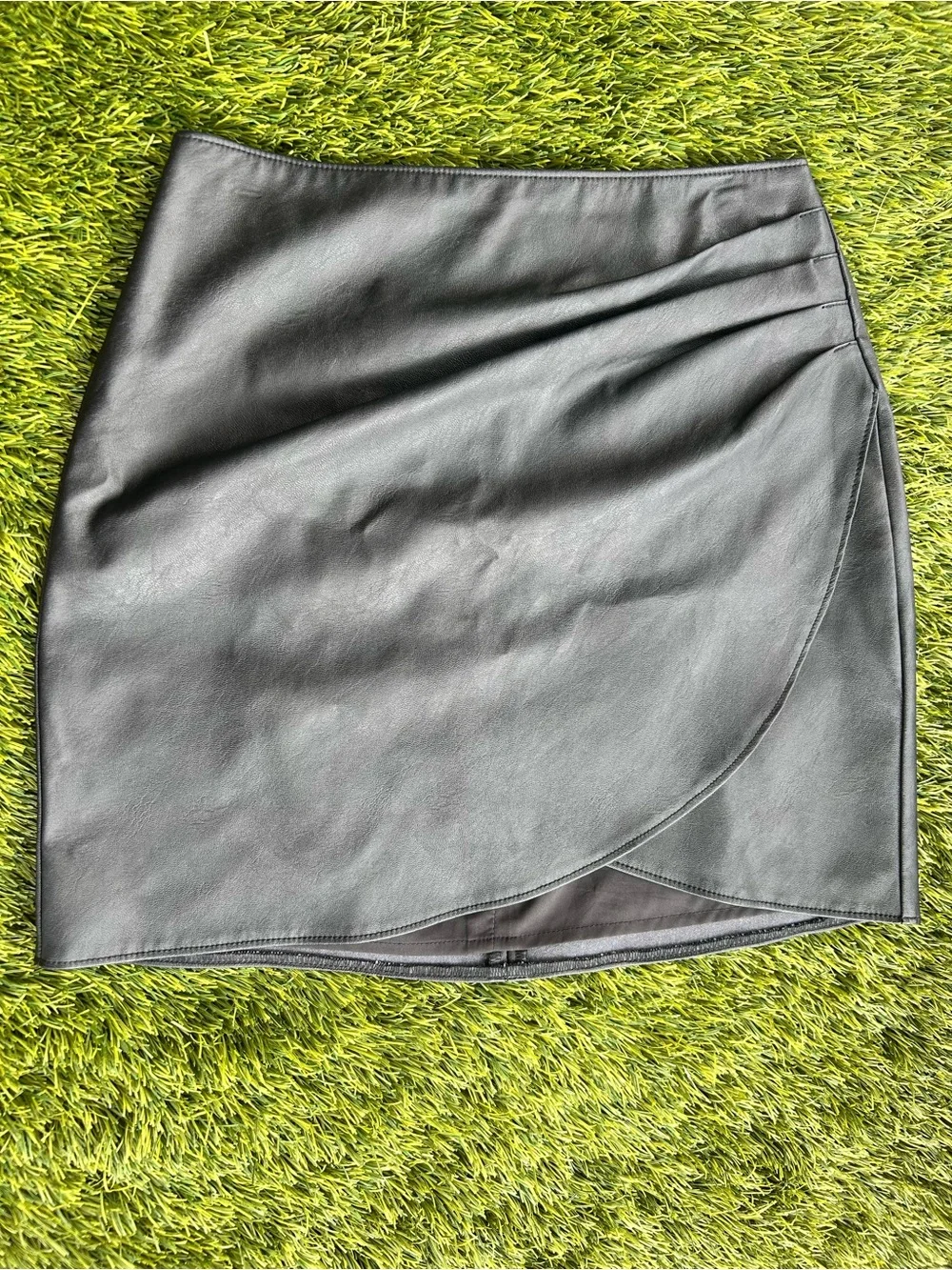 Abercrombie & Fitch Black Faux Leather Wrap Mini Skirt